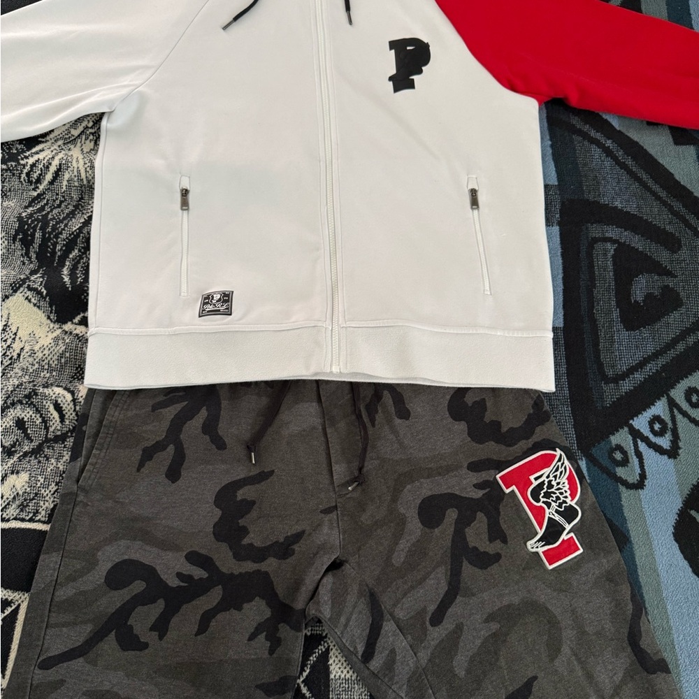 Polo Ralph Lauren Double Knit P-Wing Embroidered Red/Grey Camo Hoodie + Joggers